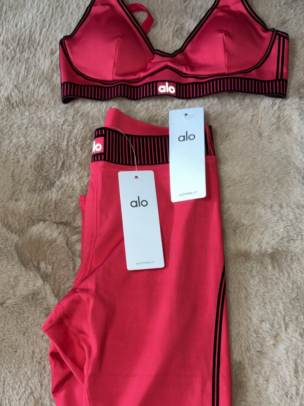 ALO Yoga  red Leggings with Black Trim